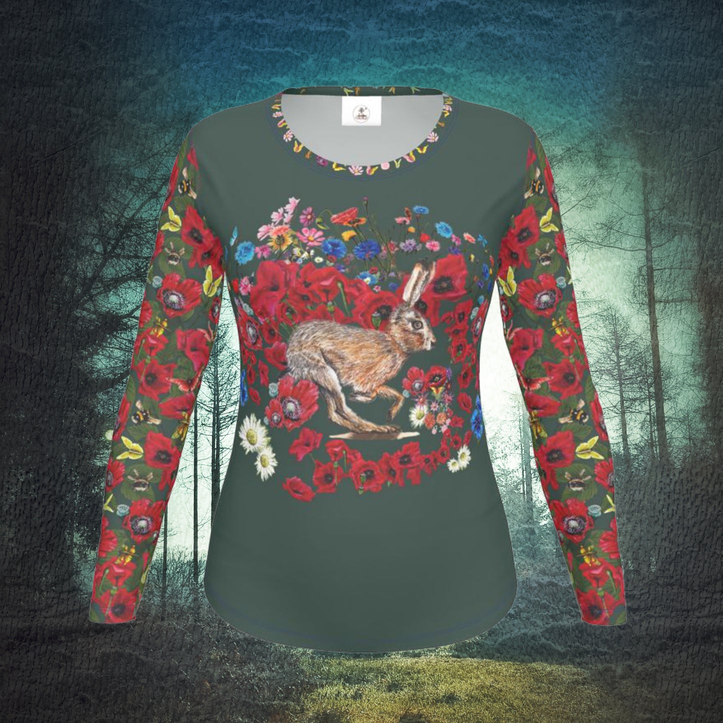 Running Hare Poppy Wildflower Cotton Shirt