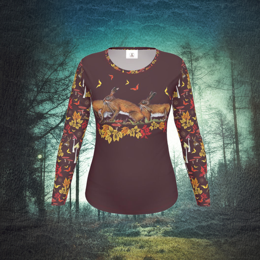 Hare Run with Butterflies at the Signs of Autumn Cotton T-shirt