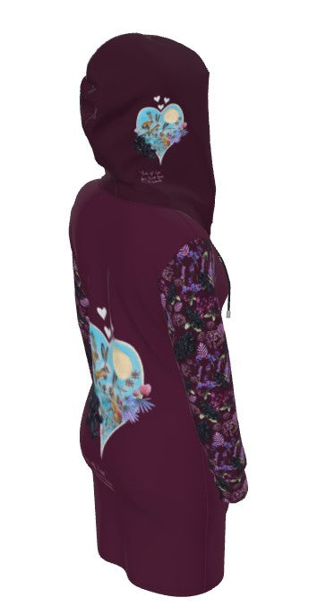 Three of Cups Hare Tarot Deck Hoodie Dress Deep Red