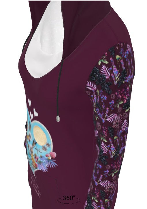 Three of Cups Hare Tarot Deck Hoodie Dress Deep Red