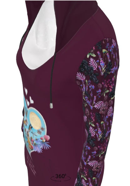 Three of Cups Hare Tarot Deck Hoodie Dress Deep Red