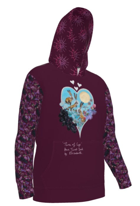 Three of Cups Hare Tarot Hoodie