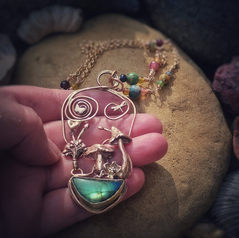 Underworld Labradorite Shroom Necklace