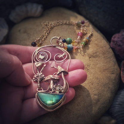 Underworld Labradorite Shroom Necklace