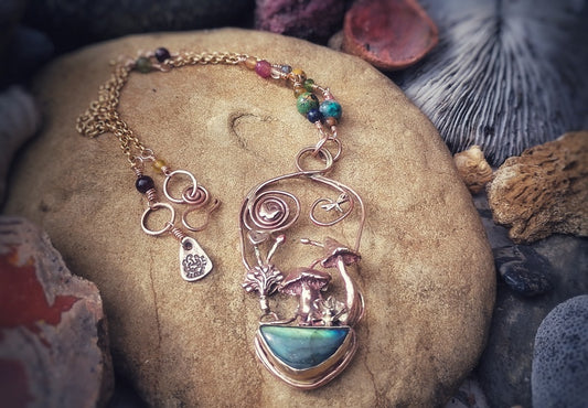 Underworld Labradorite Shroom Necklace