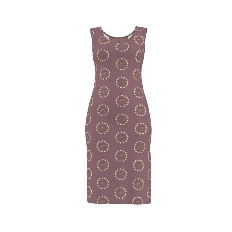 Purple dress with circular pattern on a white background Witches Summer Dress Cotton