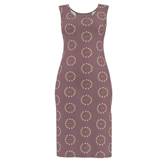 Purple dress with circular pattern on a white background Witches Summer Dress Cotton