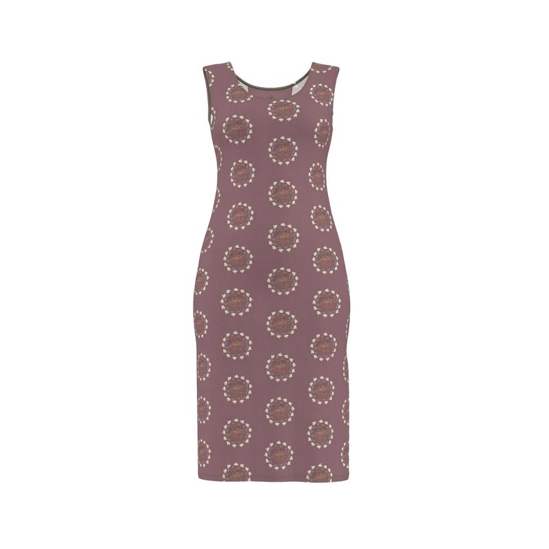 Purple dress with circular pattern on a white background Witches Summer Dress Cotton