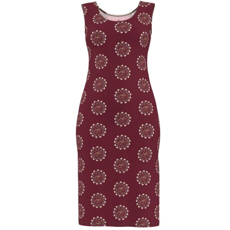 Maroon dress with a pattern on a white background Witches Summer Dress Elizabeth Shewan 