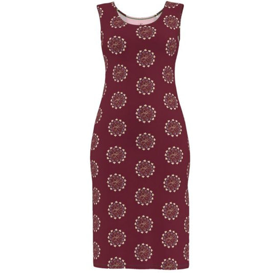 Maroon dress with a pattern on a white background Witches Summer Dress Elizabeth Shewan 