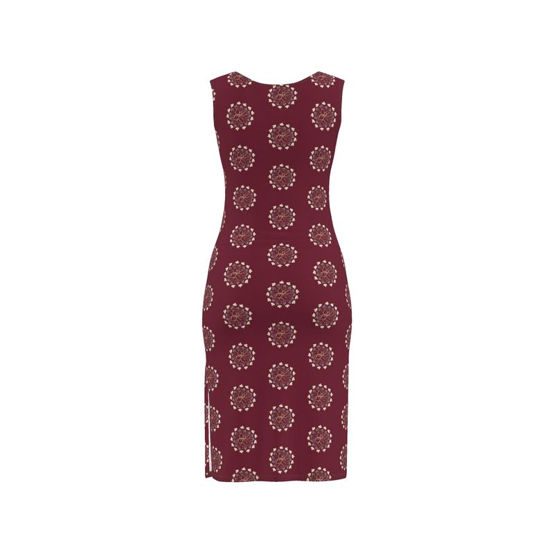 Maroon dress with a pattern on a white background Witches Summer Dress Elizabeth Shewan 