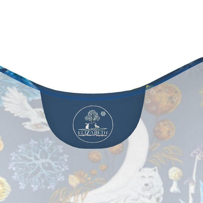 Navy blue bikini bottom with 'Elizabeth' logo on a white background Wolf Wisdom Nature Bodycon Dress Elizabeth Shewan