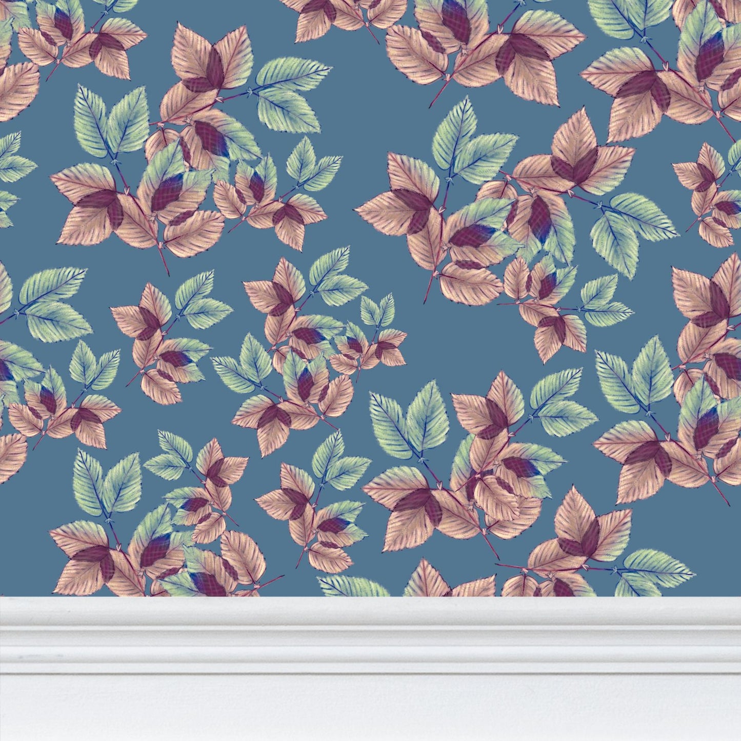Youthful Feminine Leafage Wallpaper Teals