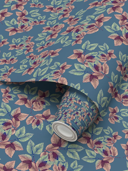 Youthful Feminine Leafage Wallpaper Teals