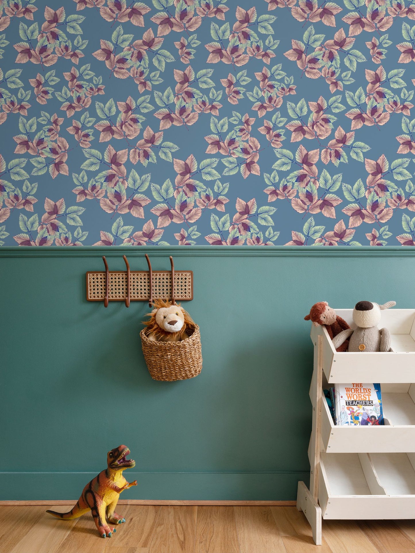 Youthful Feminine Leafage Wallpaper Teals