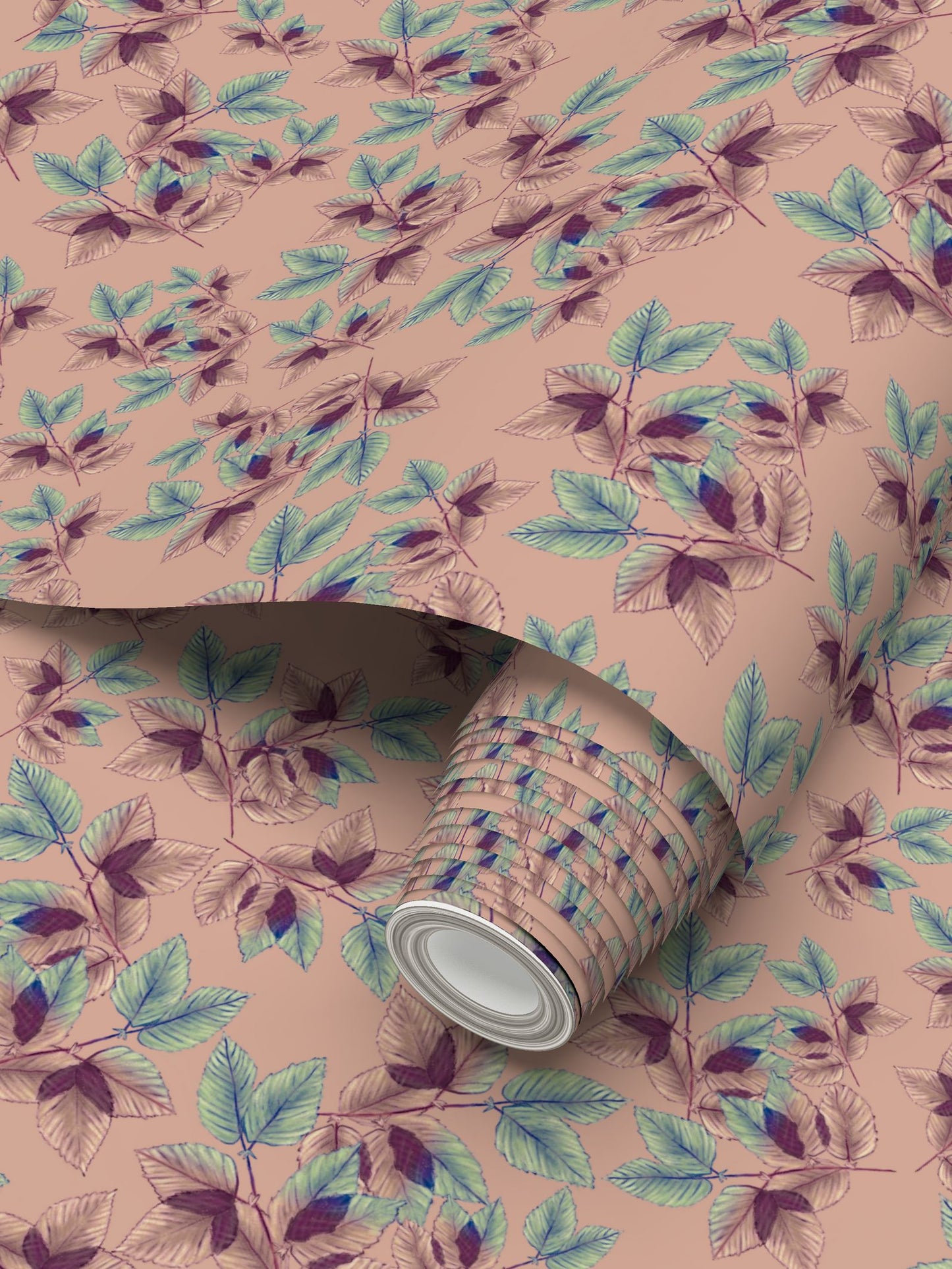 Youthful Feminine Leafage Wallpaper pinks