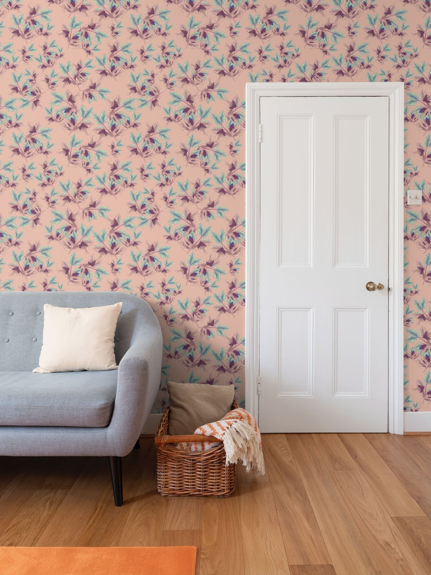 Youthful Feminine Leafage Wallpaper pinks