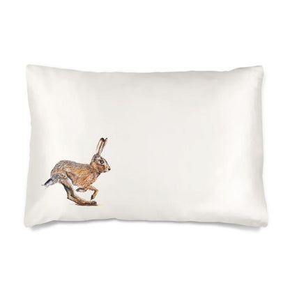 Wild Brown Running Hare Silk Pillowcase Elizabeth's Boutique For Hare Lovers